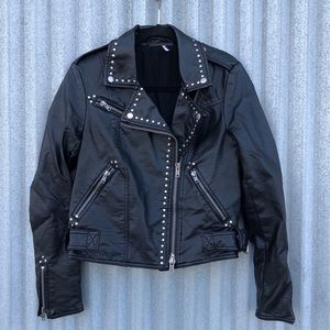 Free People Studded Leather Moto Jacket